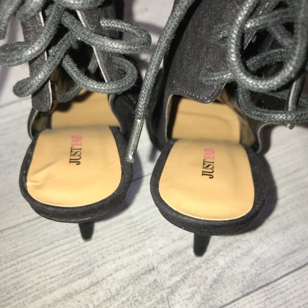 -Thaden Black Open Toe Booties - Picture 7 of 8